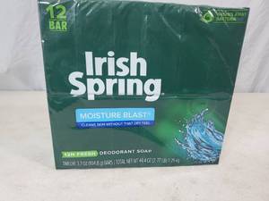 lot 105 image: New 12 Packs of Irish Spring Moisture Blast Bar Soap