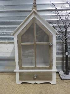 lot 75 image: Churchs Shaped wood and glass Curi...
