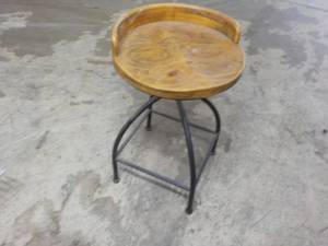 lot 86 image: Wood and Metal Stool- repaired 24 ...