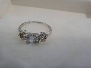 lot 10 image: Cubic Zirconia Ring with Rhinestone...