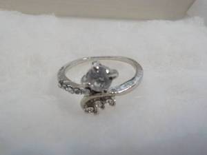 lot 13 image: Cubic Zirconia Ring with Rhinestone...