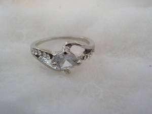 lot 15 image: Cubic Zirconia Ring with Rhinestone...