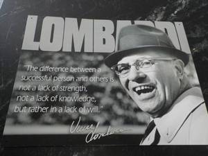 lot 49 image: Vince Lombardi Metal Sign 16 x 13...