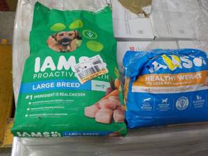 lot 218 image: 1 and Partial Bag IAMS Dog Food...