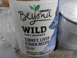 lot 243 image: 12 pack 13 oz cans Beyond Wild Dog ...