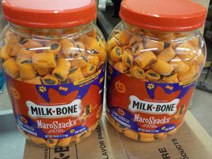 lot 263 image: 2 - 40 oz Jars Milk Bone Maro Dog S...