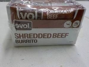 lot 336 image: 6 frozen Evol Shredded Beef Burrito...