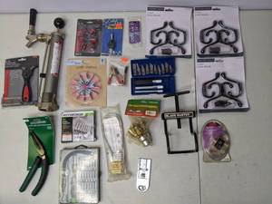 lot 82 image: Miscellaneous Lot of Hardware and Tools Pistol Grip Long Nose Pliers, Hollow Punch Set and Much More - B