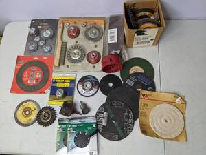 lot 84 image: Lot of Approximately 25 Grinding & Sanding Wheels, Brushes, Many are NEW - B