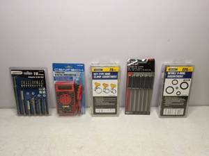 lot 113 image: ALL BRAND NEW Adapter & Bit Set, Cen-Tech Digital Thermometer, Key-Type Hose Clamp Assortment, 6 File Set, Nitrile O-Ring Assortment - B