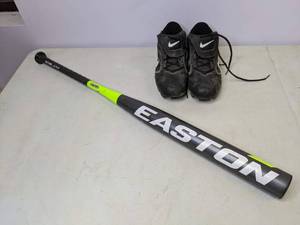 lot 159 image: Easton Salvo Softball Bat and Mens Size 11.5 Nike Cleats - N
