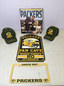 lot 173 image: Collection of NFL Green Bay Packers Hats, Signs and More - N