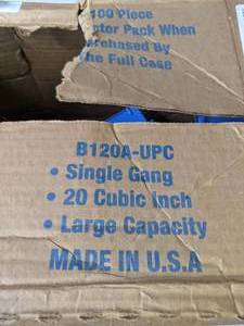lot 187 image: Contractor Pack - Carlon B120A-UPC, 1-Gang 20 cu in.- PVC Electrical Outlet Boxes - N