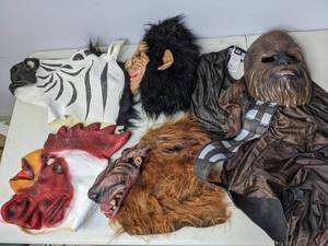 lot 170 image: Halloween Latex Masks and Chewbacca Costume - N