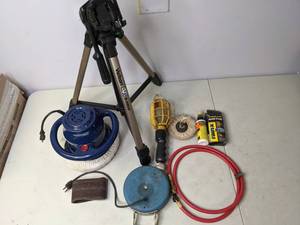 lot 93 image: Mixed Lot includes Waxmaster WM 1000, Work Light with Cage, Tripod-Velbon S-6000 and More - B