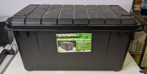 lot 236 image: Weathertight 82 qt Plastic Storage Tote - N
