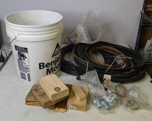 lot 238 image: Mixed Lot Bucket, Misc. Pieces of Wood, Cable, & More - N