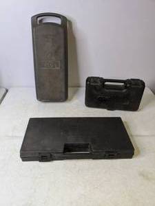 lot 204 image: Set of 3 Tool Cases Black & Decker Cordless Ratchet Set, Skil Disc Grinder, and Case of Miscellaneous Tools - B