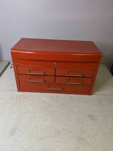 lot 185 image: Five-Drawer Metal Toolbox with Hinged Lid & Sockets, Other Hardware- B