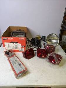 lot 186 image: Schumacher 10 Amp Battery Charger, Task Light, Clamp Lamp and More - B