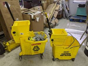 lot 278 image: Set of 2 Janitorial Mop Buckets with Wringers on Wheels - N