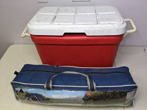 lot 337 image: Vintage Gott 30 Cooler and Greatland 2-3 Person Backpacking Tent - N