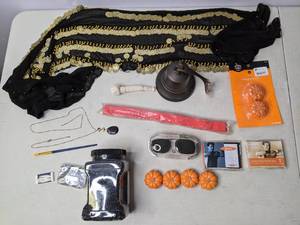 lot 329 image: MISC Lot, Halloween Candle Tealights, Coin Costume Hip Scarf and More - N
