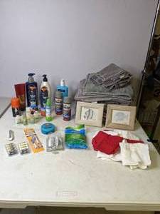 lot 307 image: For the Bathroom Fish Decor, Towels, Wash Cloths, Lotion, Shave Gel, Floss Picks and Much More - N