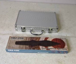 lot 458 image: 24-Piece Gun Cleaning Kit with Metal Case and Cold Steel Knife Throwing Set - N
