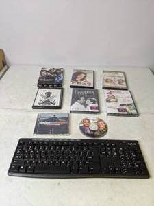 lot 393 image: Logitech Wireless Keyboard and Small Collection of DVDsCD - N