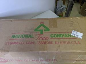 lot 397 image: National Tree Company 7 Prelit Downswept Douglas Pencil Slim Fir Tree with Dual Color LED Lights - N