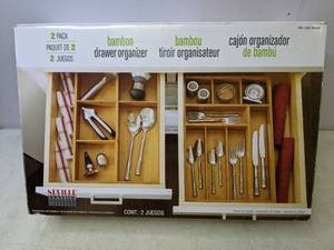 lot 417 image: Brand New Seville Classics 2 Pack Bamboo Drawer Organizers - N