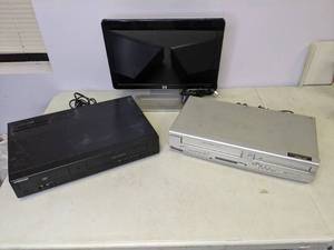 lot 361 image: Group of (3) Electronics (2) Combo DVD & VHS Players and (1) HP Monitor - N