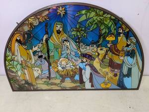 lot 483 image: Stained Glass Nativity Scene - N