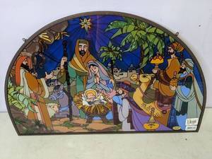 lot 484 image: Stained GlassFireplace Screen Nativity Scene - N