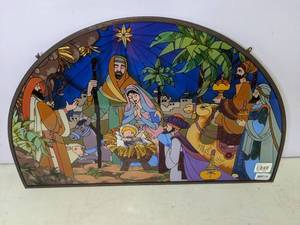 lot 485 image: Stained GlassFireplace Screen Nativity Scene - N