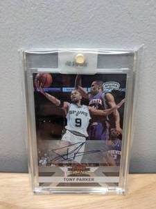 lot 31 image: 2010-2011 Panini Threads Tony Parker Autographed Card Numbered 1724 NBA San Antonio Spurs Basketball - T