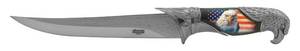 Trailing Point Collectors Hunting Knife - God Bless America American Eagle - 8 Blade - 13.63 Overall