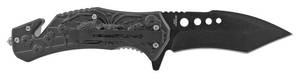 5 3D Embossed Tarantula Spider Deaths Head Skull Spring Assisted Folding Pocket Knife - Red - 3.75 Blade - 8.75 Overall