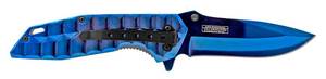 5 Drop Point Stainless Steel Spring Assisted Folding Pocket Knife with Belt Clip - Blue - 3.5 Blade