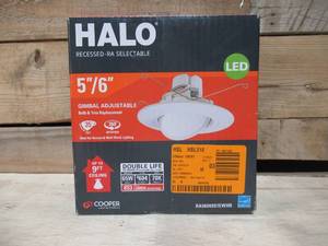 lot 11 image: Halo RA 5 and 6 in. White Integrated LED Recessed Light Adjustable Gimbal Retrofit Trim with Selectable CCT (2700K-5000K)