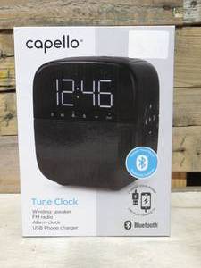 lot 108 image: CR60 Tune Clock Radio with Bluetooth Speaker - Black - Capello