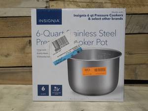 lot 133 image: Insignia - 6-Quart Stainless Steel Pressure Cooker Pot
