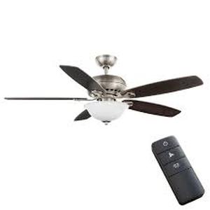 lot 4 image: Hampton Bay Southwind II 52 in. Indoor LED Brushed Nickel Ceiling Fan with Light Kit, Reversible Blades and Remote Control
