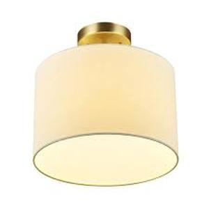 lot 24 image: Jonas 12 in. 1-Light Matte Brass Flush Mount with White Linen Shade