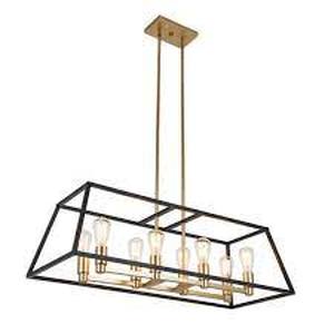 lot 29 image: Artika Carter 8-Light Black Geometric Industrial Caged Island Chandelier for Kitchen Dining Room