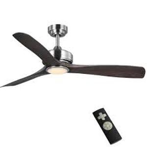 lot 75 image: Home Decorators Collection Bayshire 52 in. LED IndoorOutdoor Brushed Nickel Ceiling Fan with Remote Control and White Color Changing Light Kit