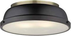 lot 77 image: Golden Lighting Duncan 14 in. 2-Light Matte Black Flush Mount with Matte Black Shade