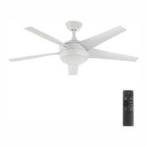 lot 80 image: Home Decorators Collection Windward IV 52 in. Indoor LED Matte White Ceiling Fan with Dimmable Light Kit, Remote Control and Reversible Motor