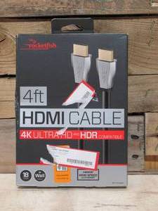 lot 97 image: Rocketfish - 4 4K UltraHDHDR In-Wall Rated HDMI Cable - Black